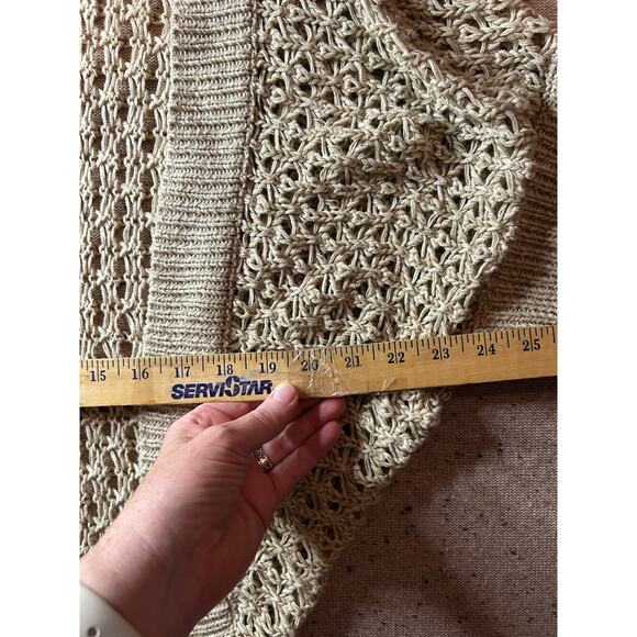 Vintage Y2K Wet Seal Tan Crochet Cardigan Open Knit Sweater Topper Women’s Small - Picture 3 of 4